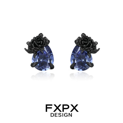 Y2K Tanzanian Blue Rose Earrings
