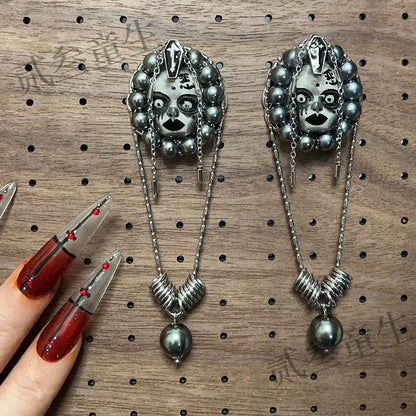 Earrings & Ear Cuffs-Two Three Children's Original Design Dark Wicked Girl Gothic Imitation Pearl Cool Girl Spice Girl Gift Niche Punk