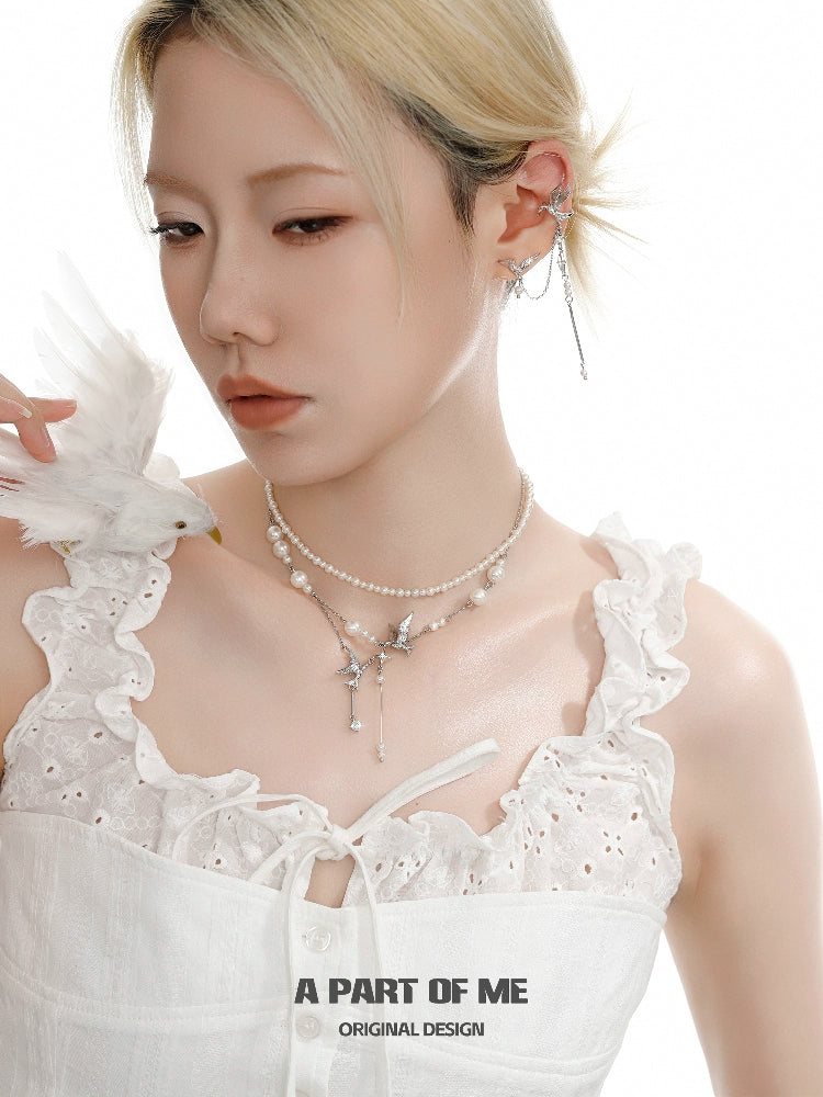 Flying Bird Pearl Necklace