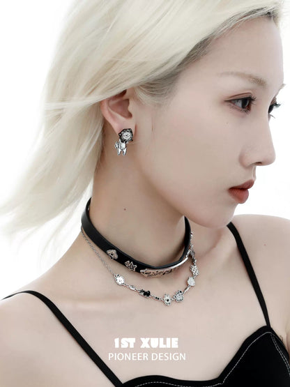 Joyful Pup Love Silver Earrings