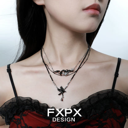 Y2K Dark Crow Cool Necklace