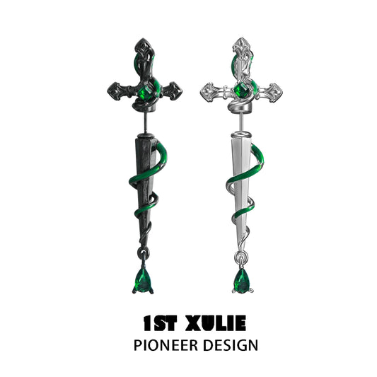 Slytherin’s Curse Cross Earrings
