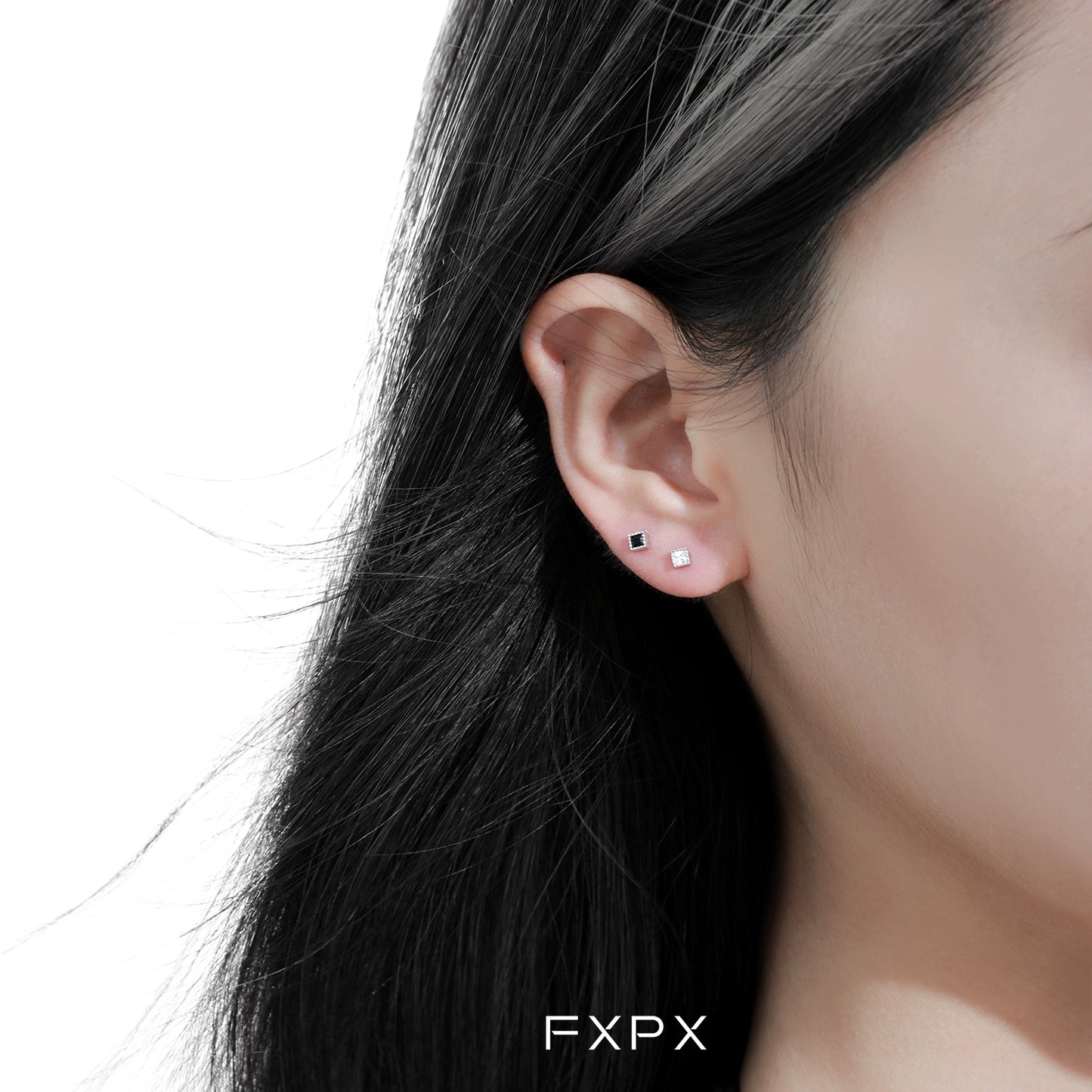 Minimalist Black & White Square Earrings