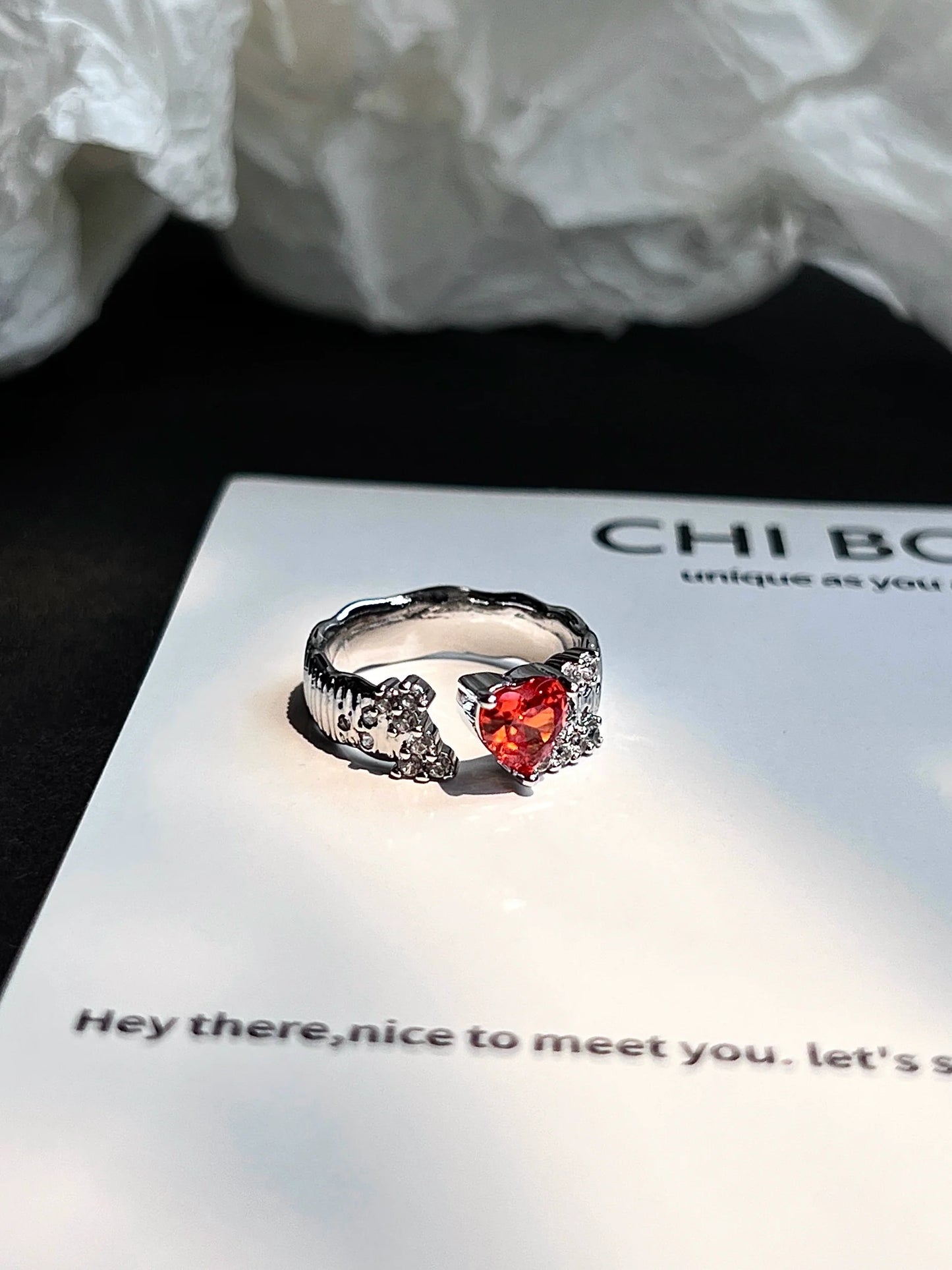 "Imprisoned Heart" Zircon Ring