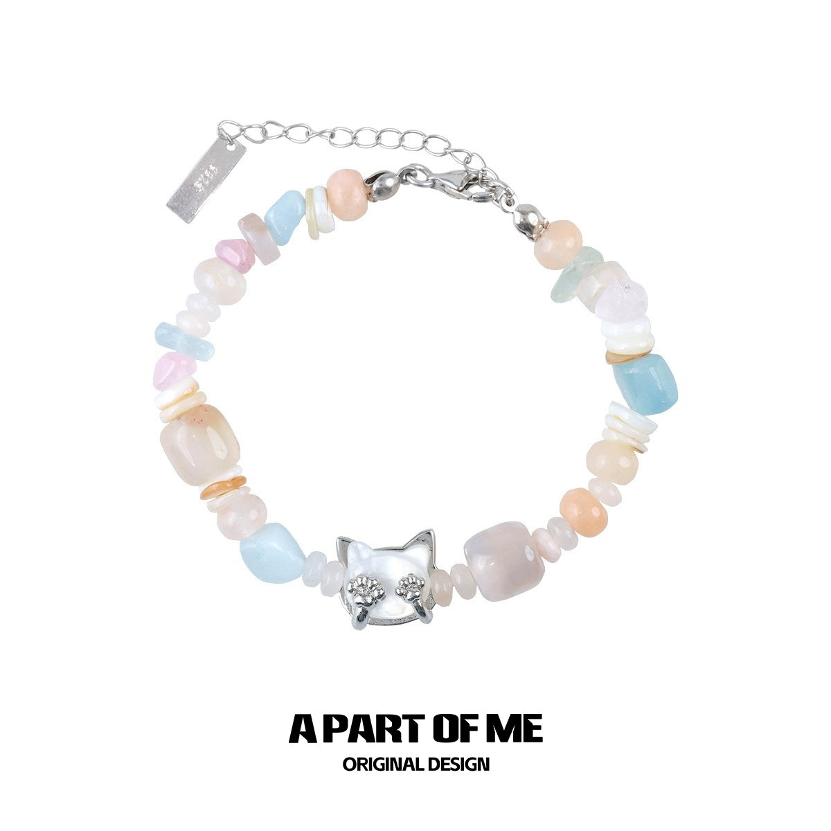 Creamy Cat Beaded Bracelet