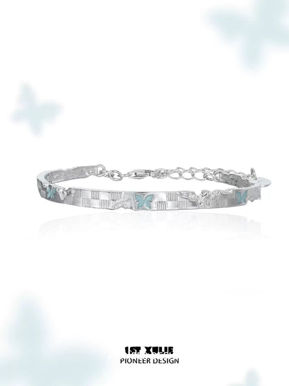 Dreamy Blue Butterfly Silver Bracelet