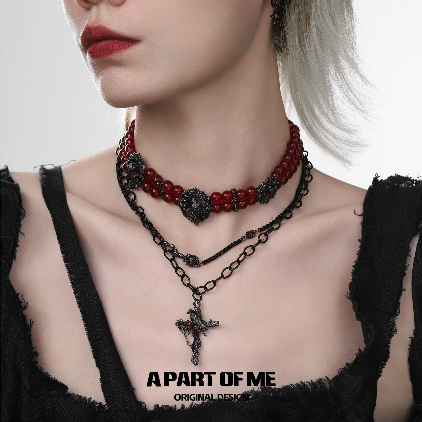 Gothic Beaded Crow Choker