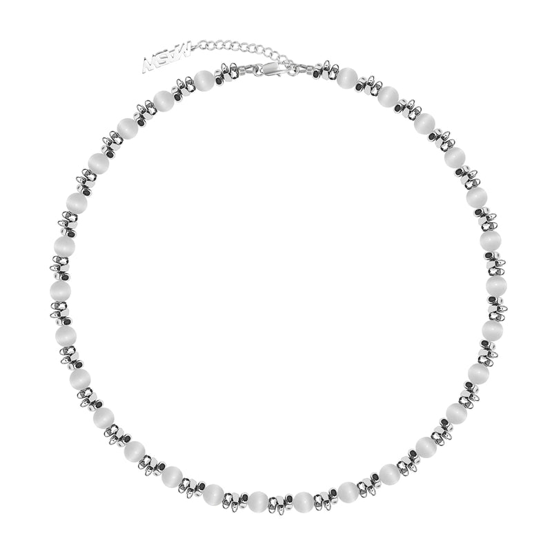 Broken Silver Beaded Collarbone Chain