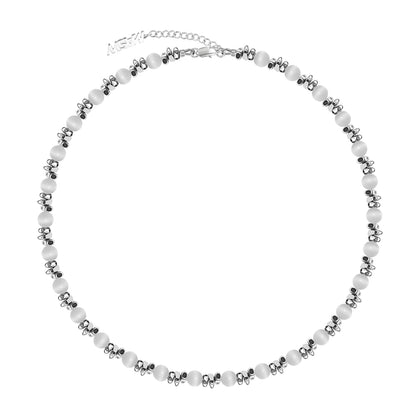 Broken Silver Beaded Collarbone Chain