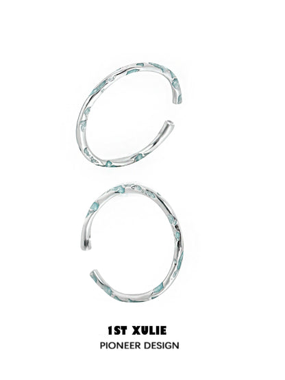 Exquisite Blue Textured Silver Ring