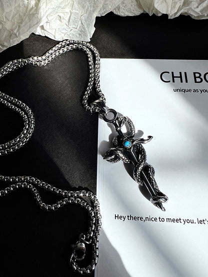 "Snake Wrap" Cross Necklace
