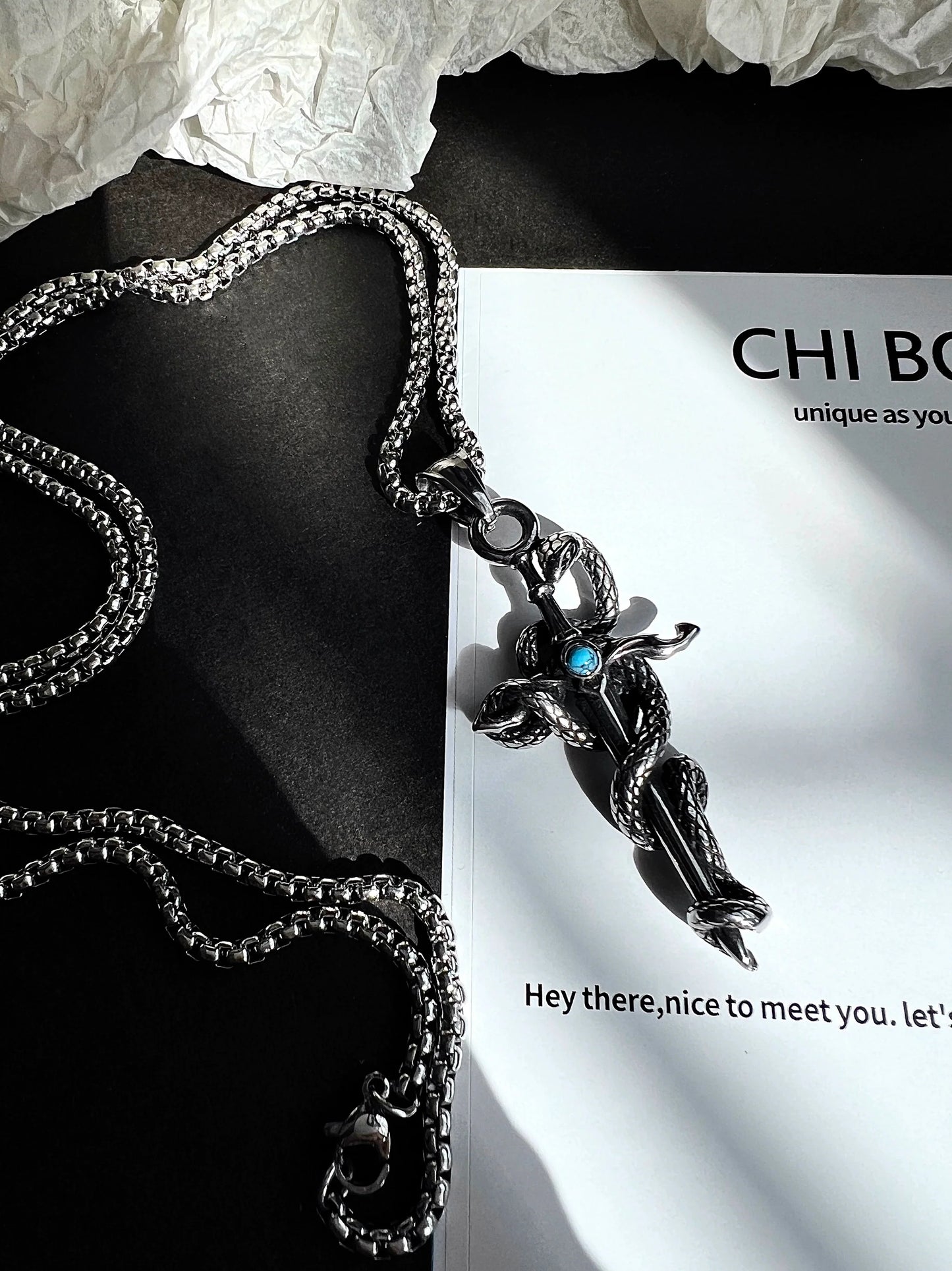 "Snake Wrap" Cross Necklace