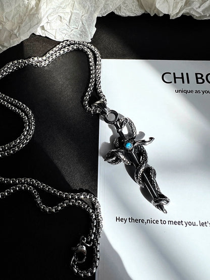 "Snake Wrap" Cross Necklace