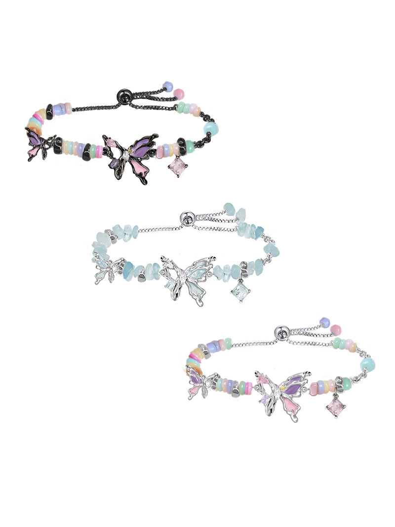 Oil-Paint Butterfly Bead Bracelet