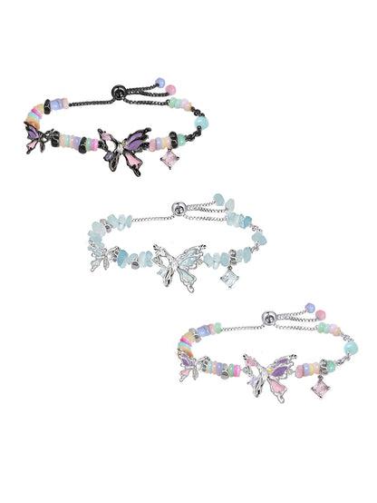 Oil-Paint Butterfly Bead Bracelet
