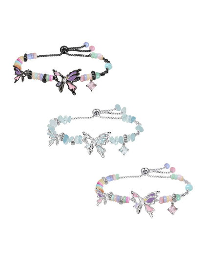 Oil-Paint Butterfly Bead Bracelet