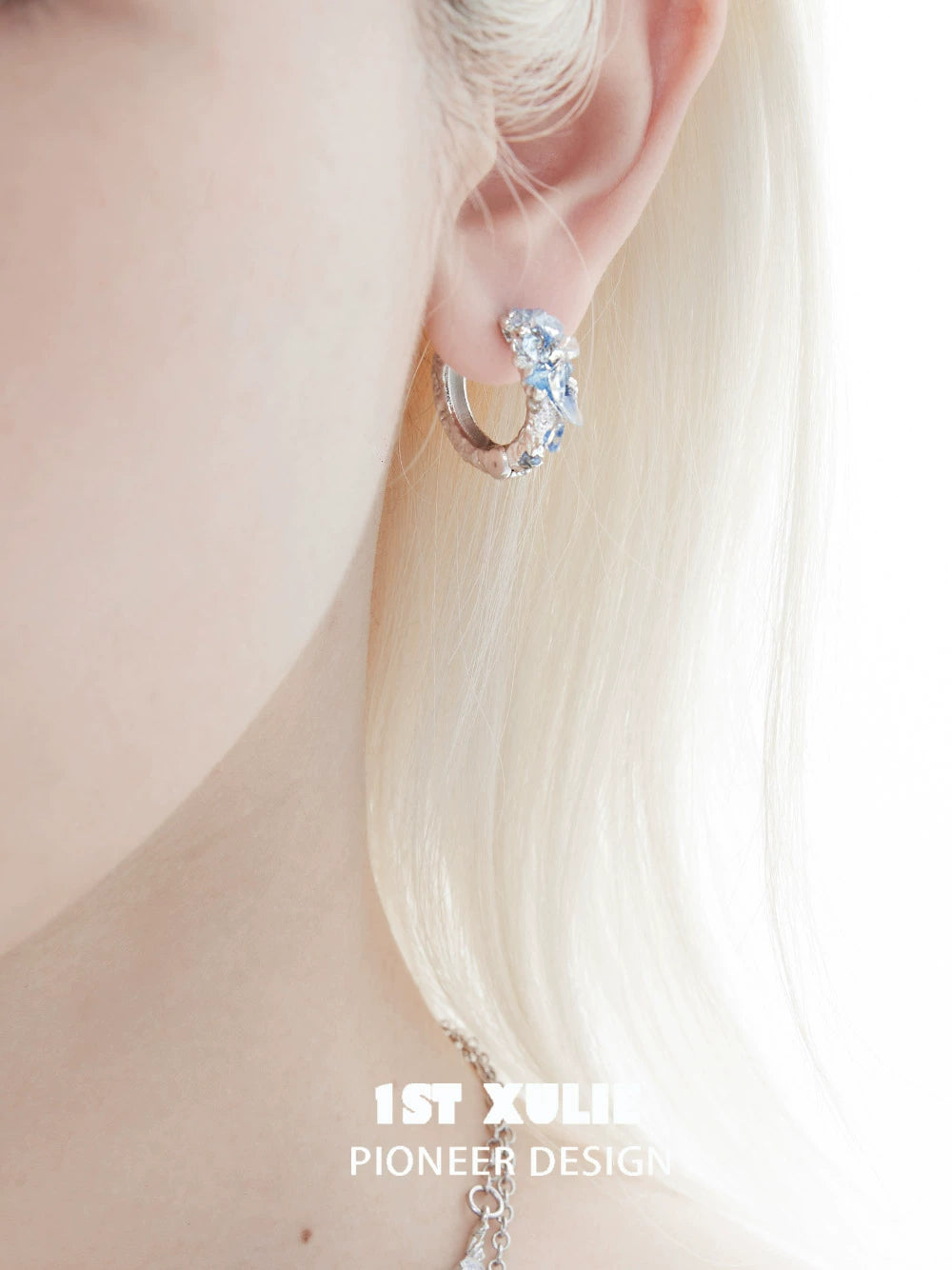 Ice Century Sea Crystal Ear Clips