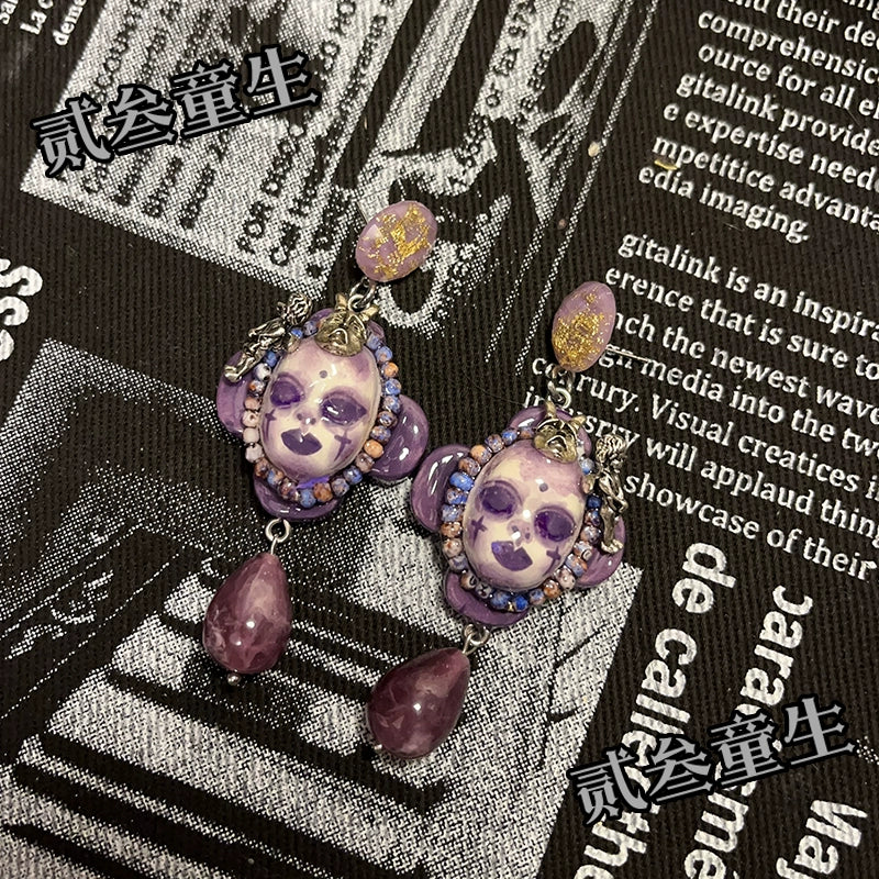 Earrings & Ear Cuffs-Ersan Tongsheng's original hand-painted high-end earrings, women's same earrings, personality trend, niche high-end design sense, light luxury