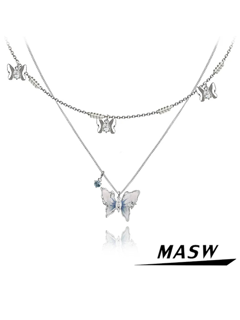 Starry Blue Butterfly Necklace