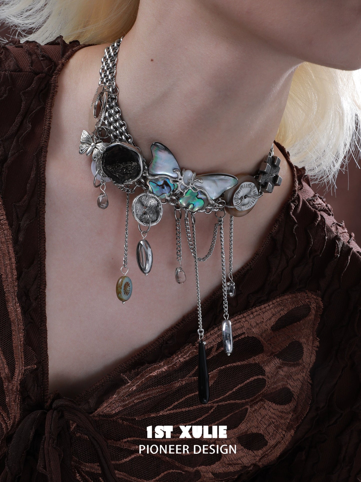 Butterfly Button Vintage Necklace