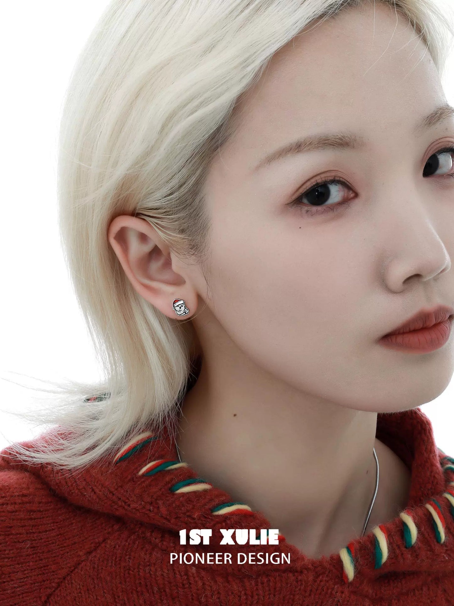 Merry Christmas Kitty Stud Earrings