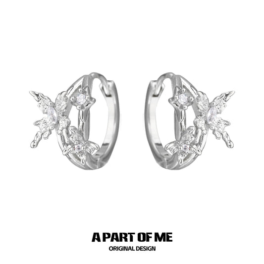 Diamond-Set Butterfly Ear Buckles