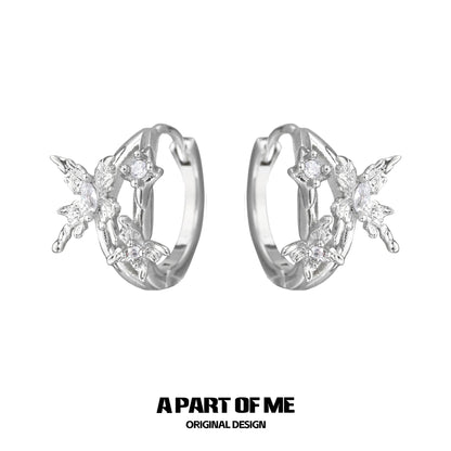 Diamond-Set Butterfly Ear Buckles
