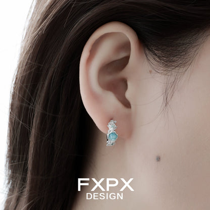 Vintage Blue Rose Earrings