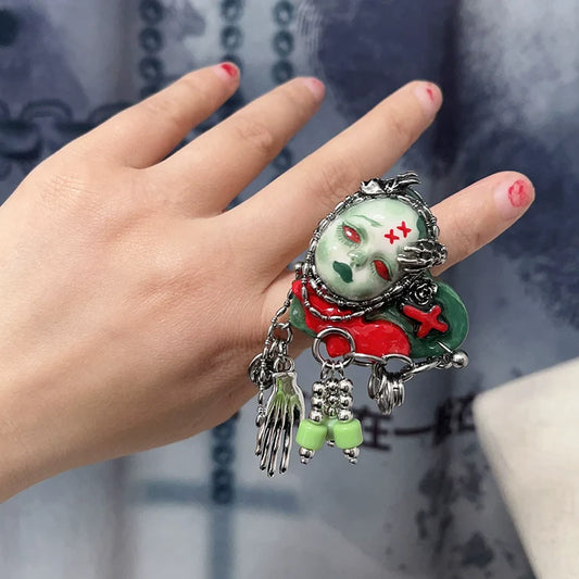Rings-Ersan Tongsheng Original Art Stone Plastic Clay Clay Dark Niche Cold Wind Senior Opening Men's and Women's Rings