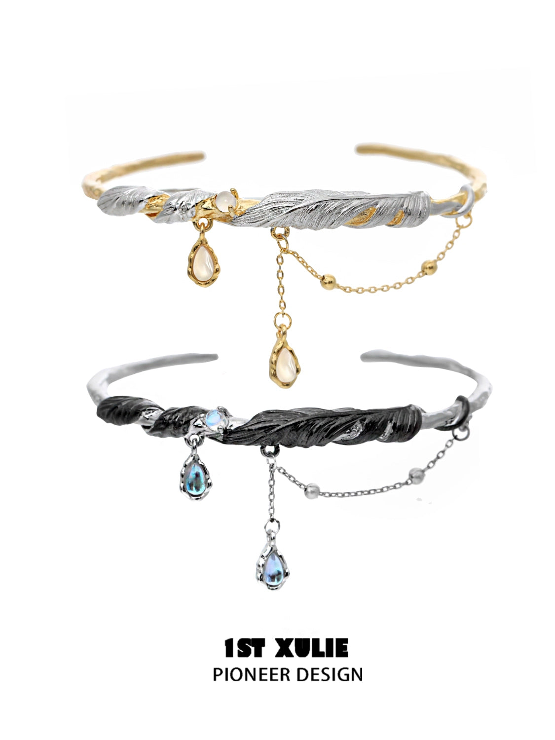 Black & Gold Feather Couple Bracelet