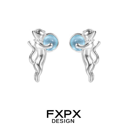 Blue Cat Dreamer Earrings
