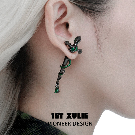 Slytherin’s Curse Cross Earrings