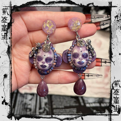 Earrings & Ear Cuffs-Ersan Tongsheng's original hand-painted high-end earrings, women's same earrings, personality trend, niche high-end design sense, light luxury