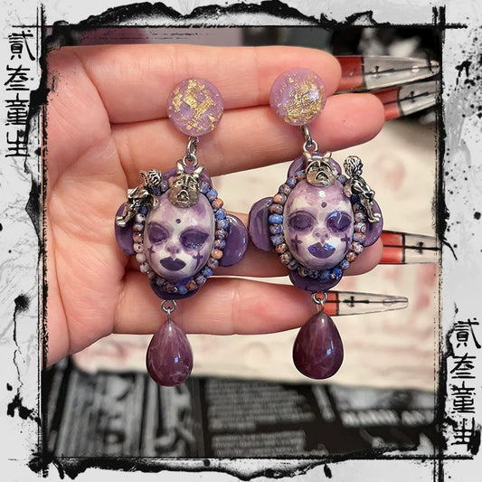 Earrings & Ear Cuffs-Ersan Tongsheng's original hand-painted high-end earrings, women's same earrings, personality trend, niche high-end design sense, light luxury