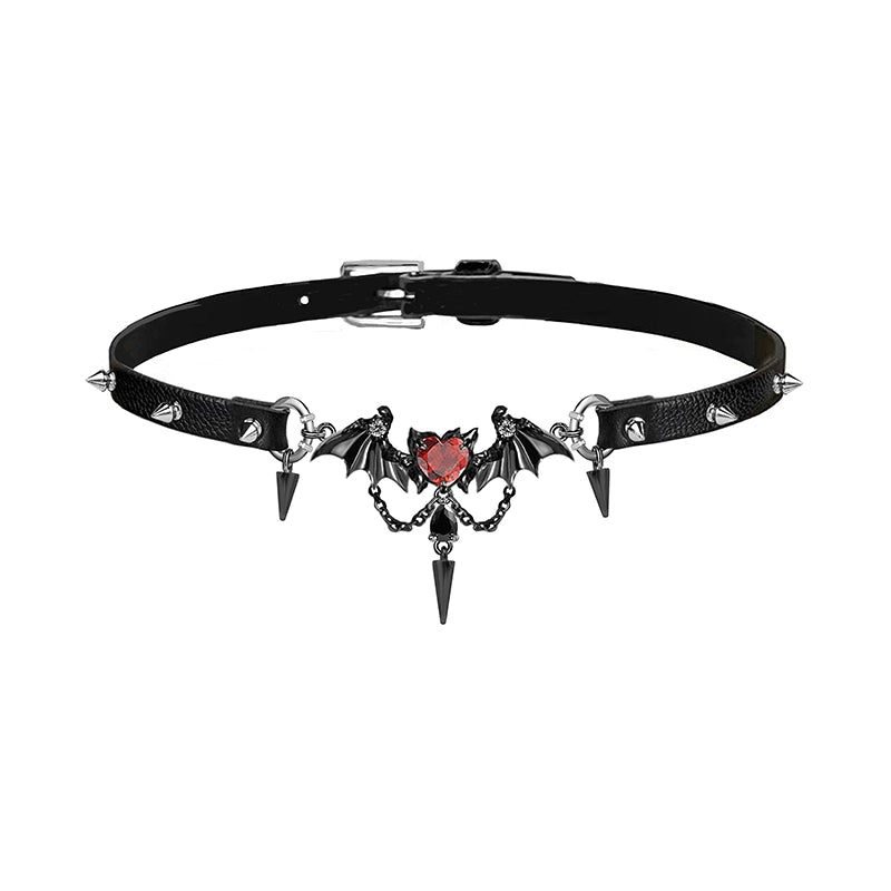 Demon Wings Leather Choker