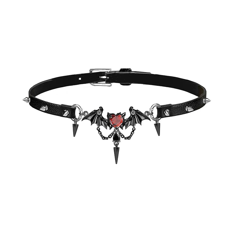Demon Wings Leather Choker