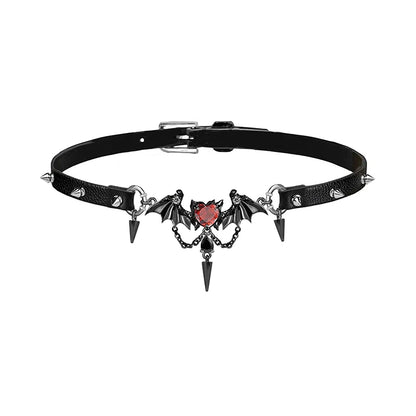 Demon Wings Leather Choker