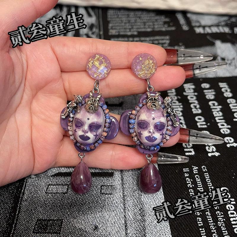 Earrings & Ear Cuffs-Ersan Tongsheng's original hand-painted high-end earrings, women's same earrings, personality trend, niche high-end design sense, light luxury