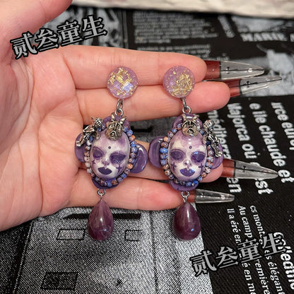 Earrings & Ear Cuffs-Ersan Tongsheng's original hand-painted high-end earrings, women's same earrings, personality trend, niche high-end design sense, light luxury