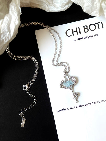 "Sky Blue Key" Aquamarine Necklace