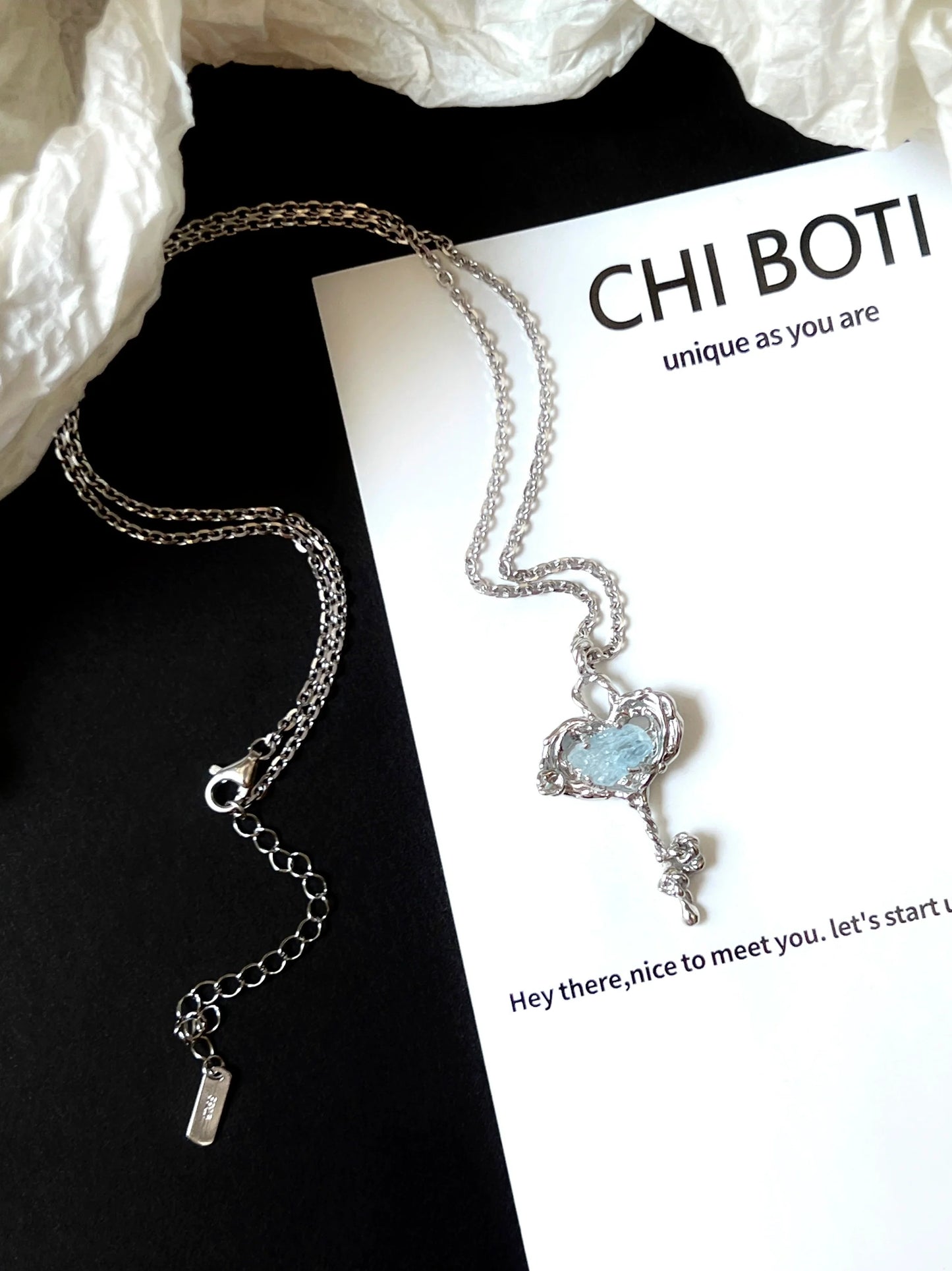 "Sky Blue Key" Aquamarine Necklace