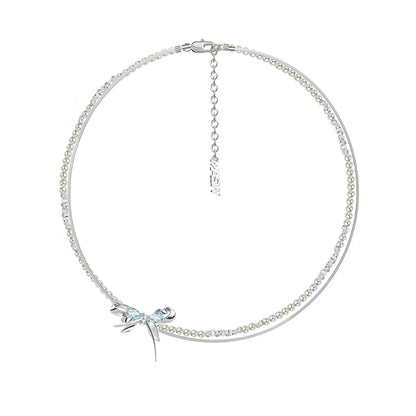 Blue Butterfly Pearl Necklace