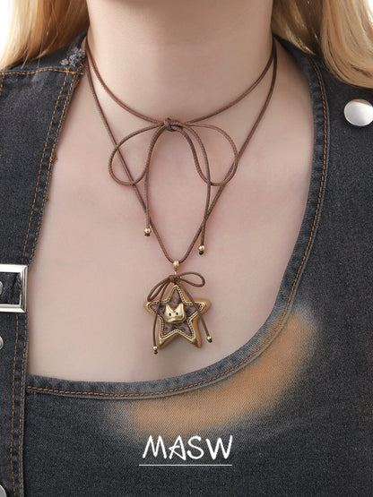 Graffiti Cat Star Necklace