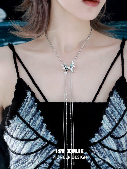 Punk Butterfly Tassel Necklace