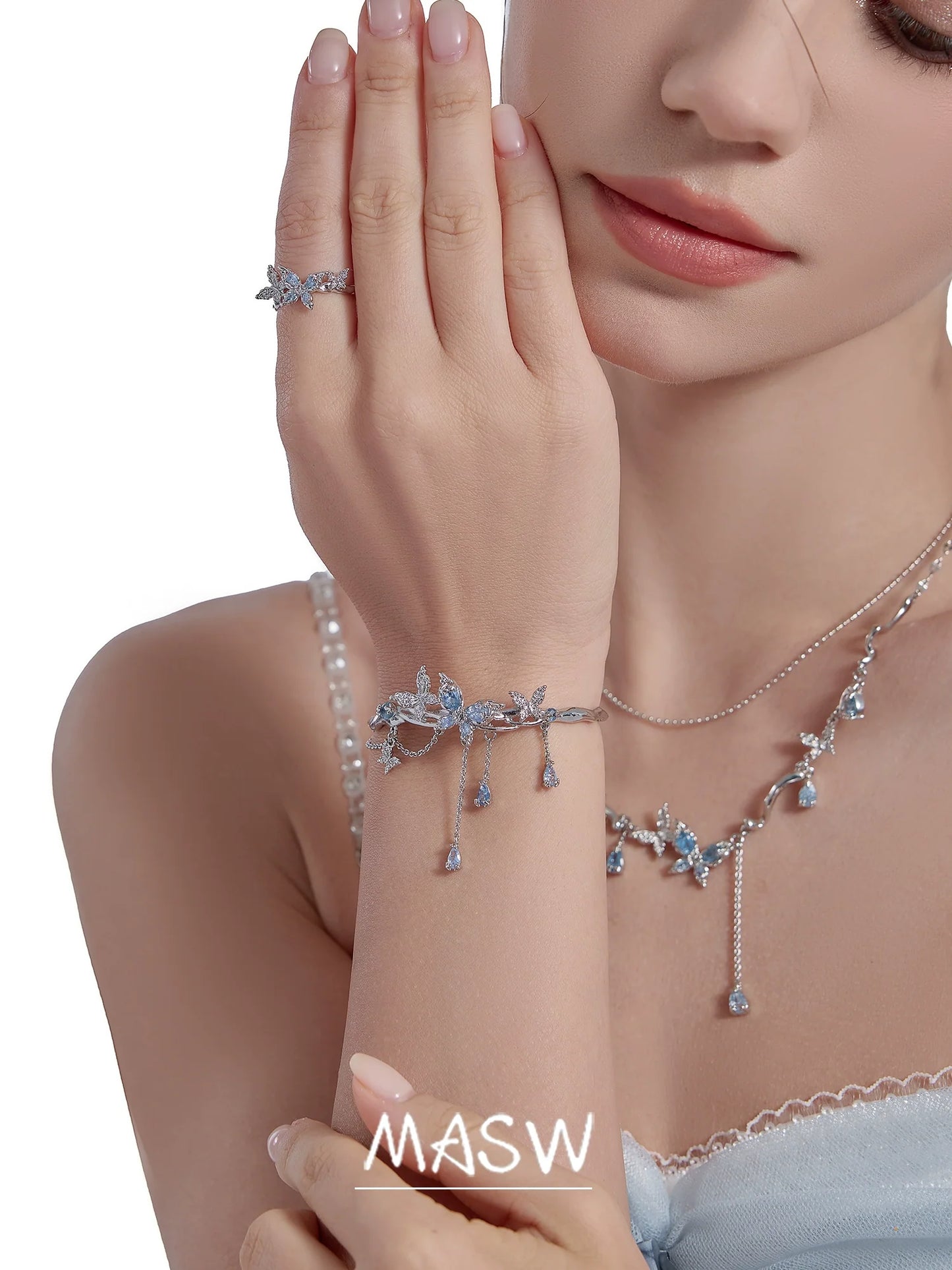 Ice Blue Butterfly Bracelet
