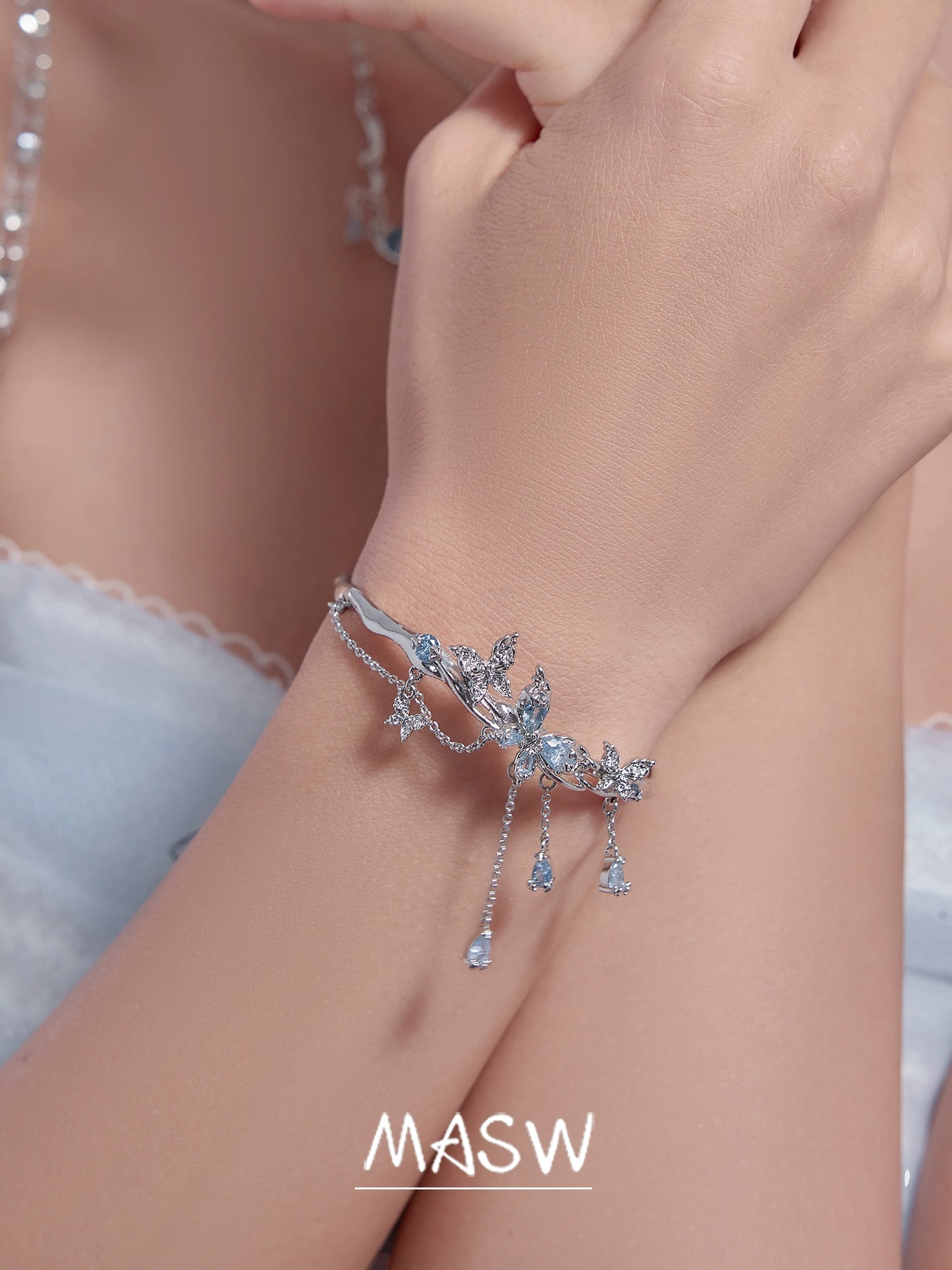 Ice Blue Butterfly Bracelet