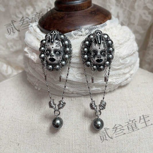 Earrings & Ear Cuffs-Two Three Children's Original Design Dark Wicked Girl Gothic Imitation Pearl Cool Girl Spice Girl Gift Niche Punk