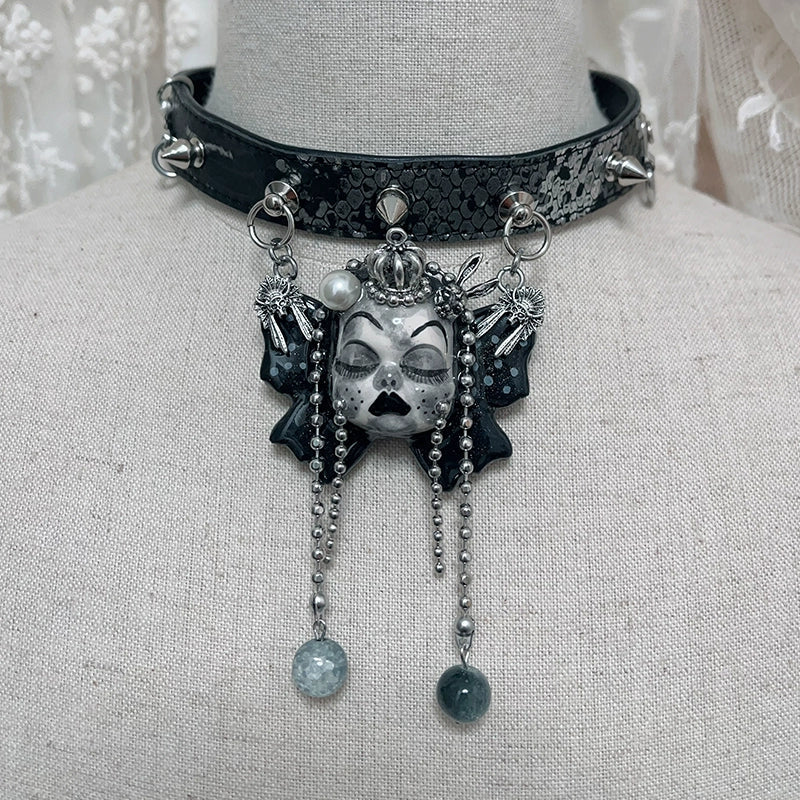 Choker-two three children original handmade belt collarbone chain subculture punk wind y2k dark babes goth choker