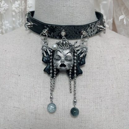 Choker-two three children original handmade belt collarbone chain subculture punk wind y2k dark babes goth choker