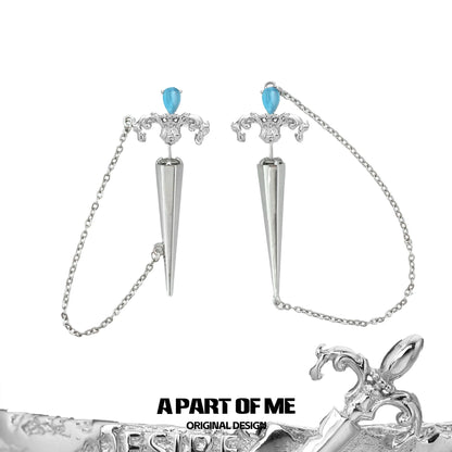 Crying Sword Piercing Stud Earrings